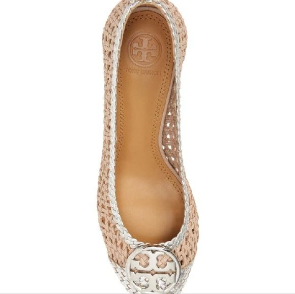 TORY BURCH Chelsea Woven Silver Metallic Leather Pumps NEW size 8 - Picture 4 of 7